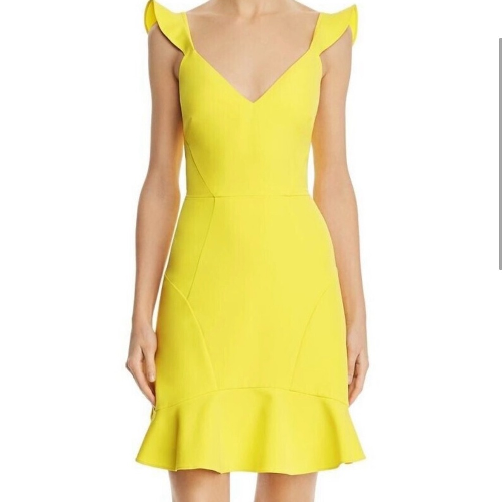 Aidan by Aidan Mattox Yellow Flutter Sleeve Mini Dress